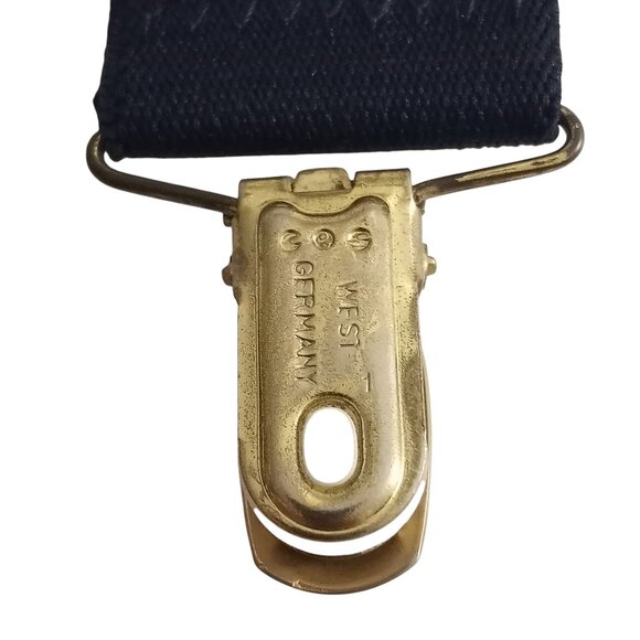 Vintage Suspenders Navy Blue Clip On Stretch West Germany - Picture 7 of 7